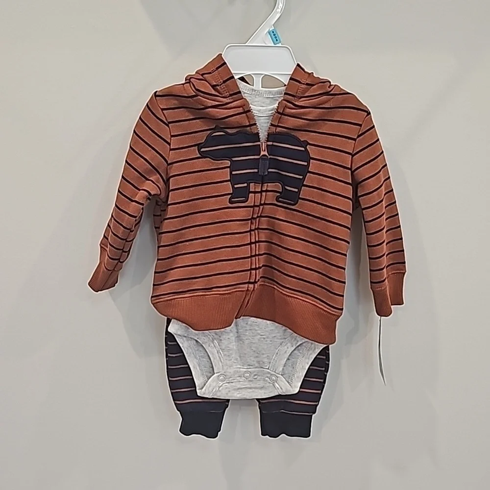 Carter's Baby Boy (6M) 3-Piece Set With Hooded Bear Jacket, Onesie, Pants